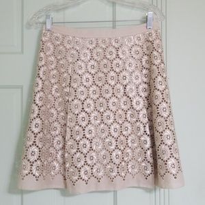 Elie Tahari beige embroidered lace skirt